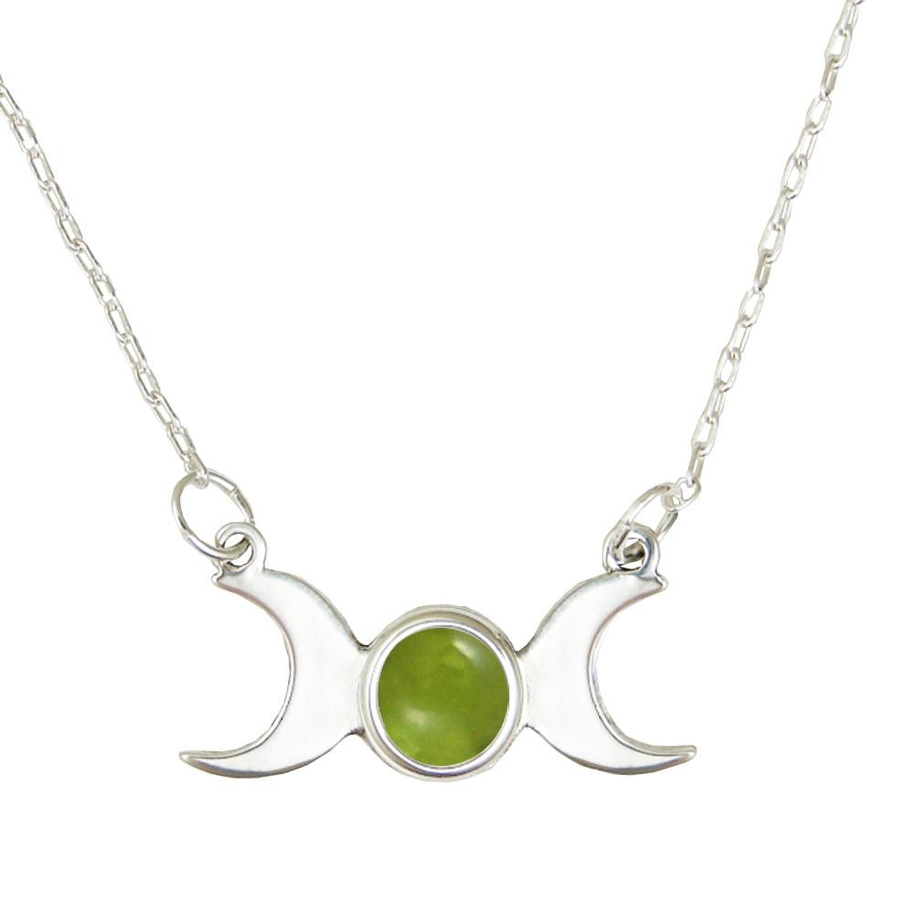 Sterling Silver Moon Phases Necklace With Peridot